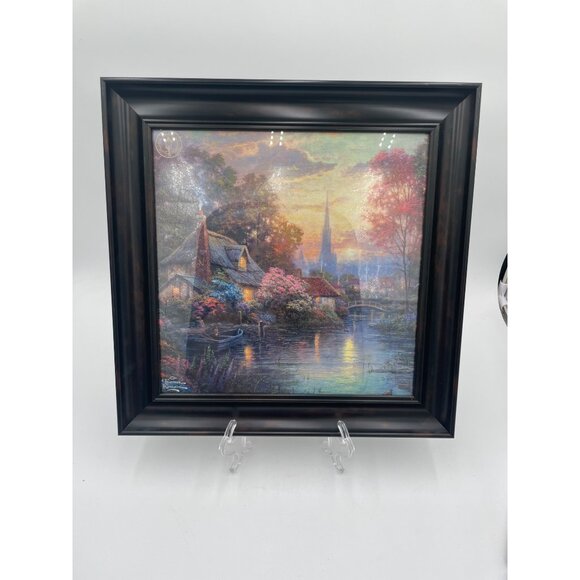Thomas Kinkade "Painter Of Light" Countryside Scene Framed Wall Art - Picture 4 of 4